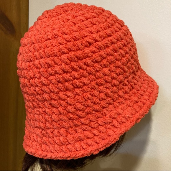 Dark, coral sparkle, super soft, squishy, bucket hat, three seasons, chic hat - Picture 6 of 8